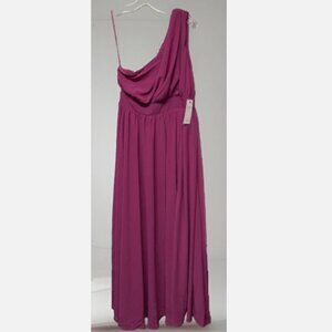 Aura Wine Chiffon One Shoulder Dress Women’s Sz LG NWT Bridesmaid Prom Formal